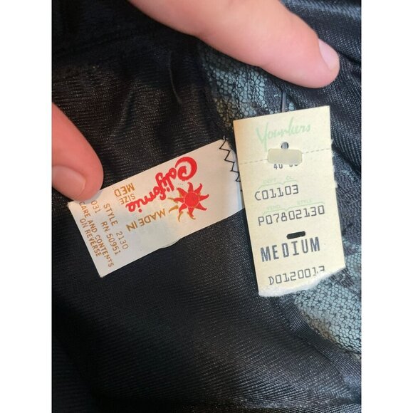 VTG Deadstock Younkers Made in California Black Lace Trim Satin Cami Lingerie - Picture 3 of 9